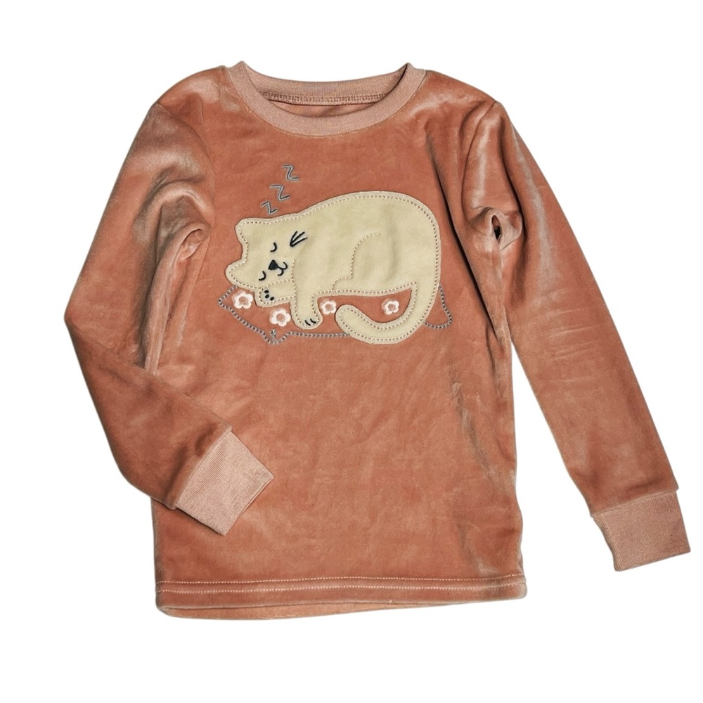 Carter's Salmon Pink velour Cat Sweatshirt 4 years old